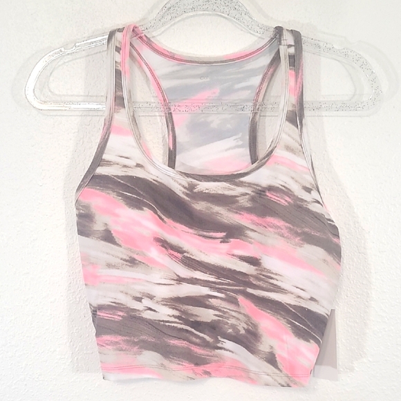 *NWT* CALVIN KLEIN PERFORMANCE Racerback Cropped Tank Pink/Brown/White, size L - Picture 1 of 9